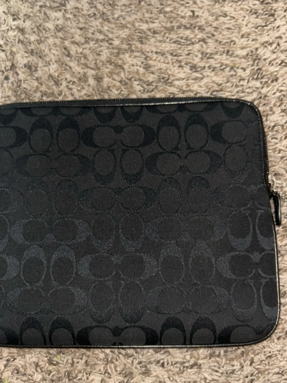Coach Black Signature Canvas tablet case Pouch with Leather Trim